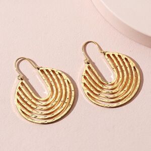 Retro Gold Hammered Crescent Hoop Earrings